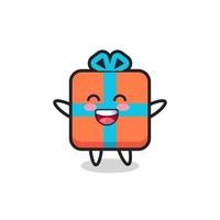 personaggio dei cartoni animati della scatola regalo del bambino felice vettore