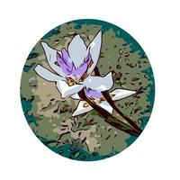 fiore di iris incastonato all'interno del cerchio wpa poster art vettore