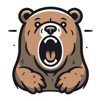 illustrazione di un' orso con un arrabbiato espressione su suo viso. vettore