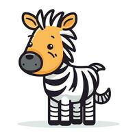 zebra cartone animato personaggio vettore illustrazione. carino zebra icona.