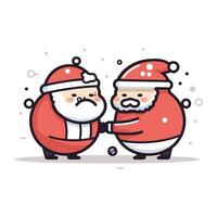 Santa Claus e pupazzo di neve. carino cartone animato vettore illustrazione.