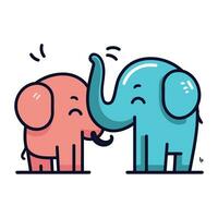 carino elefante e elefante. vettore illustrazione nel piatto cartone animato stile.