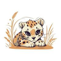 carino ghepardo seduta nel il erba. vettore illustrazione.