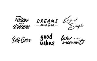 positivo citazioni lettering design collezione. motivazionale messaggi. Seguire il tuo sogni. vettore