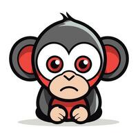 carino scimmia viso cartone animato portafortuna personaggio vettore icona illustrazione