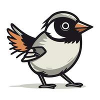 cartone animato illustrazione di un' carino poco ciuffolotto uccello in piedi. vettore