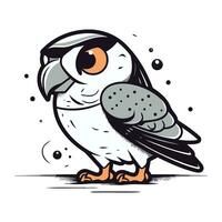 illustrazione di un' carino pappagallo con grande occhi su un' bianca sfondo vettore