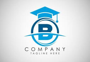 inglese alfabeto B nel un' cerchio con formazione scolastica cappello. formazione scolastica e la laurea logo vettore