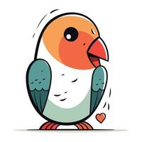 carino cartone animato pappagallo. vettore illustrazione. isolato su bianca sfondo.