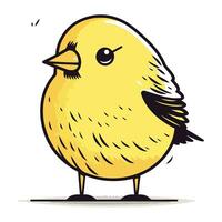 carino poco giallo uccello in piedi su suo posteriore gambe. vettore illustrazione.
