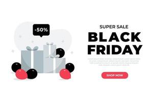 banner super vendita venerdì nero design piatto vettore
