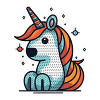 carino cartone animato unicorno. vettore illustrazione nel un' piatto lineare stile.