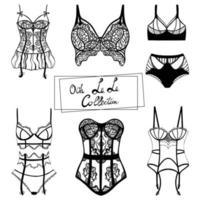 collezione di biancheria intima e corsetti in pizzo dallo stile boudoir vettore