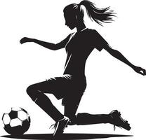 donna calcio giocatore vettore silhouette, donna calcio posa vettore