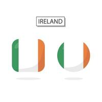 bandiera di Irlanda 2 forme icona 3d cartone animato stile. vettore