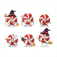 Halloween espressione emoticon con cartone animato personaggio di rosso caramella vettore