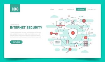 concetto di sicurezza Internet con icona circolare per modello di sito Web vettore