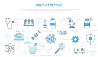 concetto di vaccino covid-19 con banner modello set di icone vettore