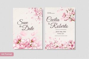 modello di invito a nozze con fiore di sakura