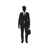 nero silhouette di un' attività commerciale uomo nel bianca sfondo vettore