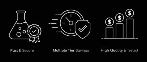 alto qualità e testato, multiplo fila risparmio, e veloce e sicuro icone. modificabile ictus. vettore