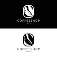 caffè negozio logo, nero caffè fagiolo design vettore bevanda semplice simbolo illustrazione modello