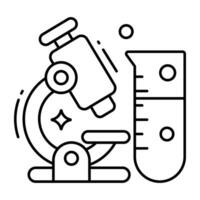 un' laboratorio ricerca attrezzo icona, piatto design di microscopio vettore