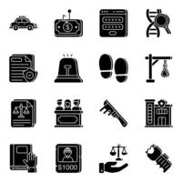 imballare di legge e ordine solido icone vettore