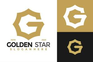lettera g d'oro stella logo design vettore simbolo icona illustrazione