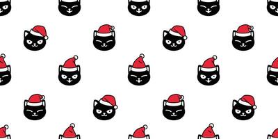 gatto senza soluzione di continuità modello Natale vettore Santa Claus cappello gattino cartone animato sciarpa isolato ripetere sfondo piastrella sfondo illustrazione scarabocchio design