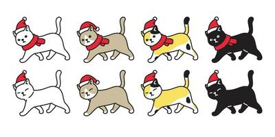 gatto icona vettore Natale Santa Claus cappello gattino calicò logo a piedi personaggio cartone animato Zenzero simbolo illustrazione scarabocchio design