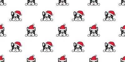 cane senza soluzione di continuità modello Natale vettore francese bulldog Santa Claus cappello sciarpa isolato cartone animato ripetere sfondo piastrella sfondo illustrazione design