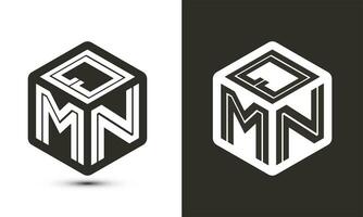 qmn lettera logo design con illustratore cubo logo, vettore logo moderno alfabeto font sovrapposizione stile.