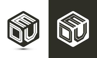 edu lettera logo design con illustratore cubo logo, vettore logo moderno alfabeto font sovrapposizione stile.