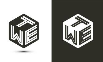 t w e lettera logo design con illustratore cubo logo, vettore logo moderno alfabeto font sovrapposizione stile. premio attività commerciale logo icona. bianca colore su nero sfondo