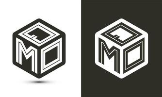 qmo lettera logo design con illustratore cubo logo, vettore logo moderno alfabeto font sovrapposizione stile.