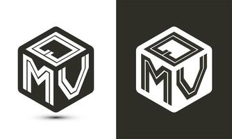 qmv lettera logo design con illustratore cubo logo, vettore logo moderno alfabeto font sovrapposizione stile.