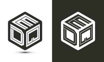 edq lettera logo design con illustratore cubo logo, vettore logo moderno alfabeto font sovrapposizione stile.