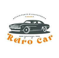 Vintage ▾ o retrò o classico auto logo design vettore illustrazione. retrò emblema di auto riparazione restauro e club design elemento.