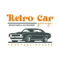 Vintage ▾ o retrò o classico auto logo design vettore illustrazione. retrò emblema di auto riparazione restauro e club design elemento.