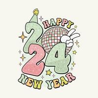 contento nuovo anno 2024 logo. astratto mano disegnato creativo calligrafico vettore logo design. saluto concetto per 2024 nuovo anno celebrazione