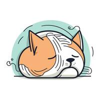 carino gatto dormendo. vettore illustrazione nel cartone animato stile. linea arte.