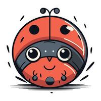 carino coccinella cartone animato carattere. vettore illustrazione isolato su bianca sfondo.