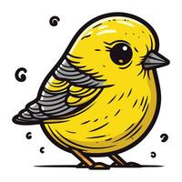 carino poco giallo uccello su un' bianca sfondo. vettore illustrazione.
