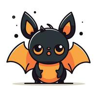carino poco pipistrello personaggio nel cartone animato stile. Halloween vettore illustrazione.