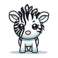 zebra cartone animato personaggio vettore illustrazione. carino kawaii animale.