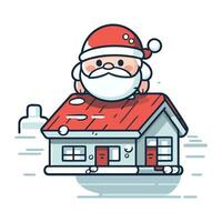 Santa Claus Casa vettore illustrazione. allegro Natale e contento nuovo anno.