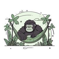 gorilla nel il amaca. mano disegnato vettore illustrazione.