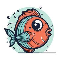carino cartone animato pesce. vettore illustrazione isolato su un' bianca sfondo.