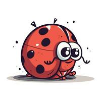 carino cartone animato coccinella isolato su bianca sfondo. vettore illustrazione.